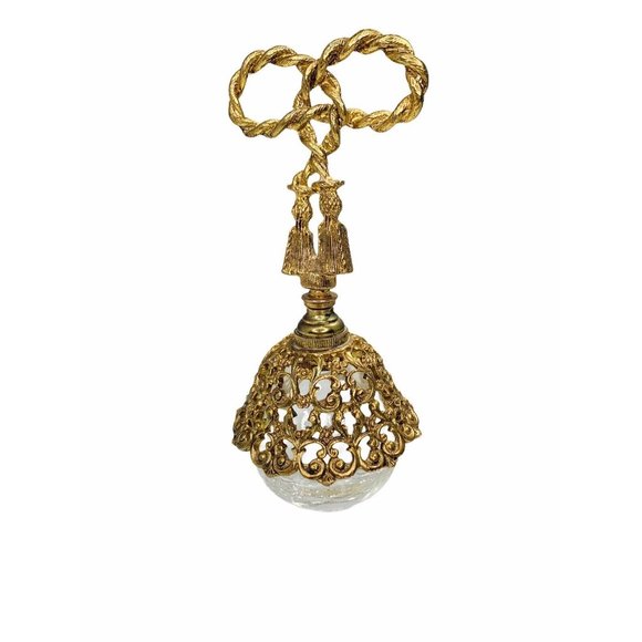 Antique Crystal and Brass Refillable Perfume Bottle I.W. RICE HICE Made in Japan - Picture 3 of 12